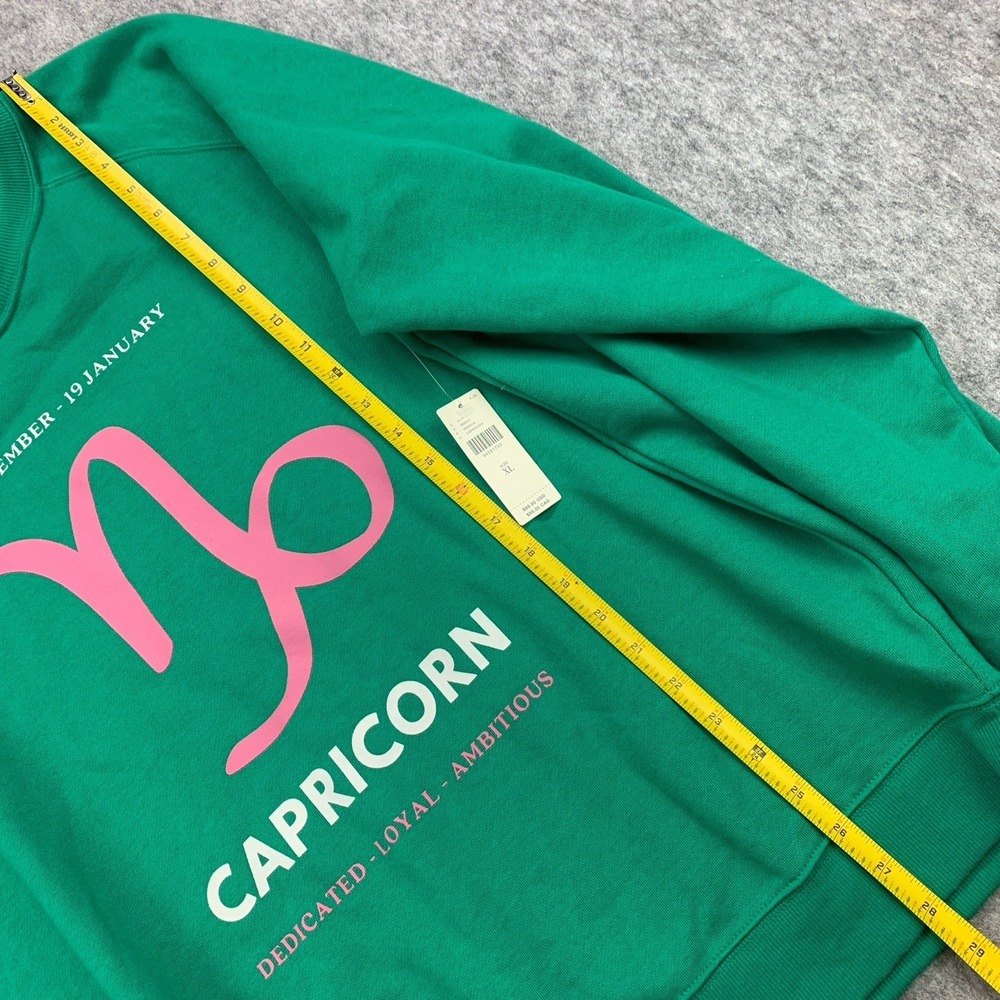 NWT Anthropologie Capricorn Zodiac Sweatshirt Crew Neck Pullover Green - Size XL - Picture 8 of 8